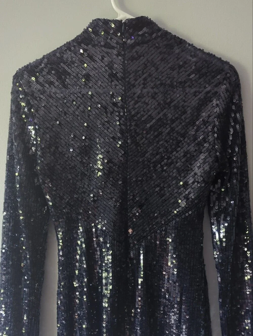 STAUD Black Blue Sequin Long-Sleeve Mini Dress - Picture 7 of 8
